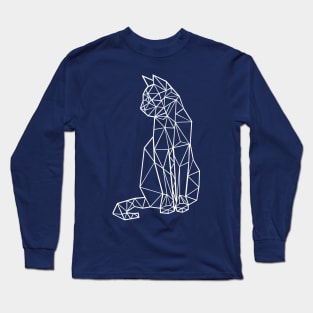 Cat polygone white Long Sleeve T-Shirt